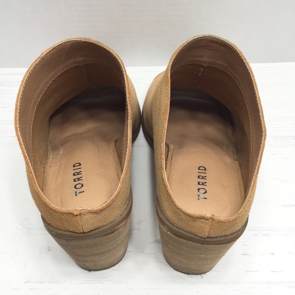 **SOLD**TORRID | EUC Tan 100% Suede Open Toe Mules - Picture 4 of 8